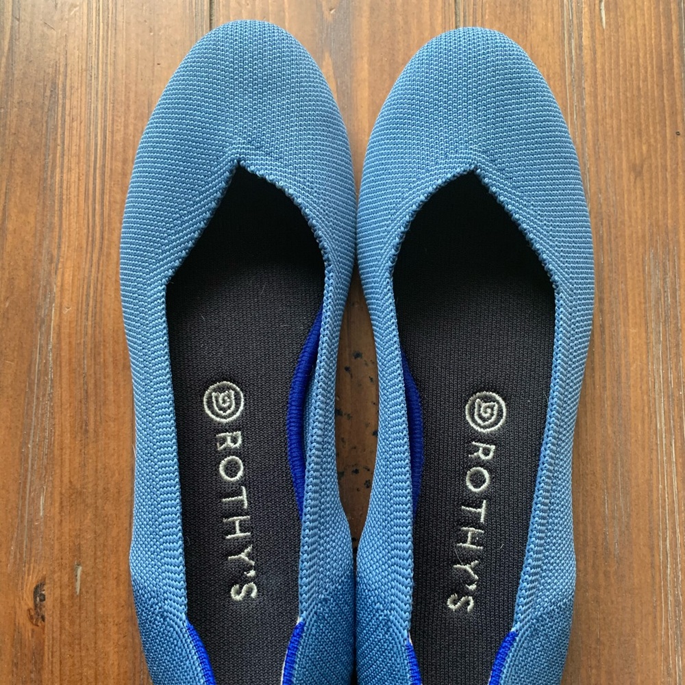 Rothy’s retired indigo mini stripe flats 9.5